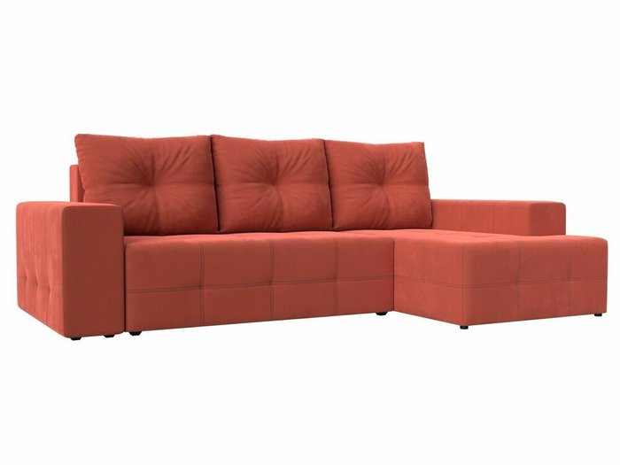 Угловой диван-кровать Перри кораллового цвета правый угол