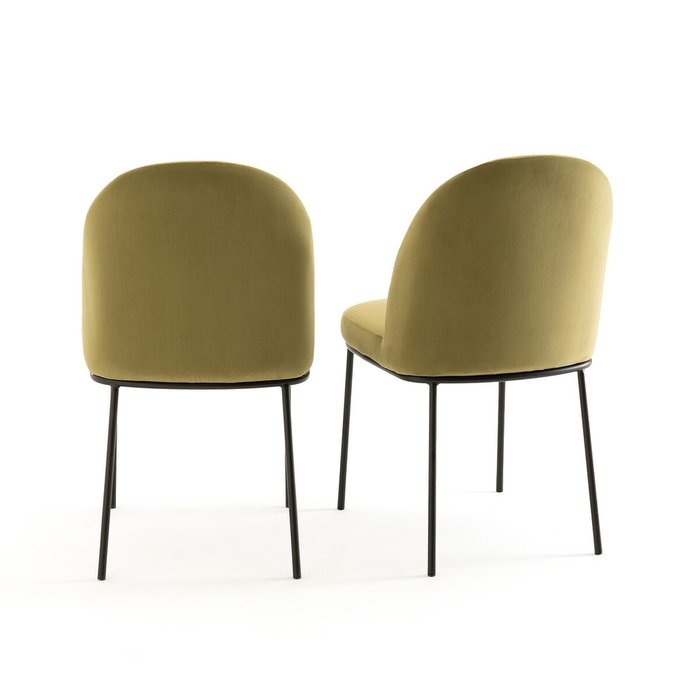Комплект из двух велюровых набивных стульев Topim зеленого цвета - лучшие Обеденные стулья в INMYROOM