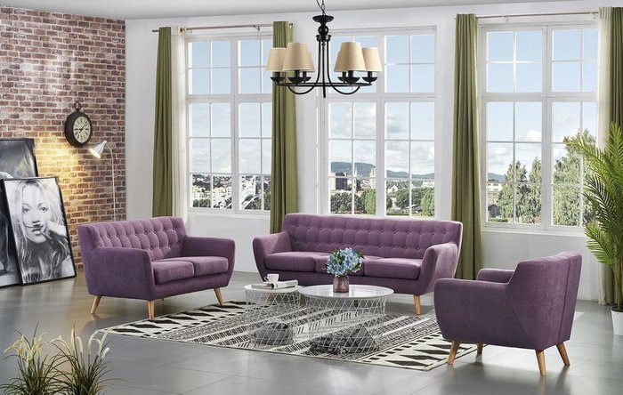 Прямой диван Copenhagen лилового цвета - купить Прямые диваны по цене 57124.0
