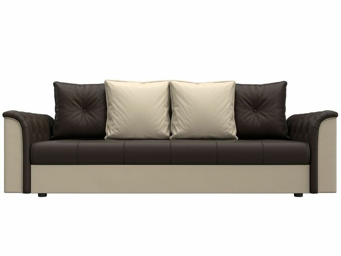 Диван-кровать Сиеста бежево-коричневого цвета (экокожа) - купить Прямые диваны по цене 39999.0