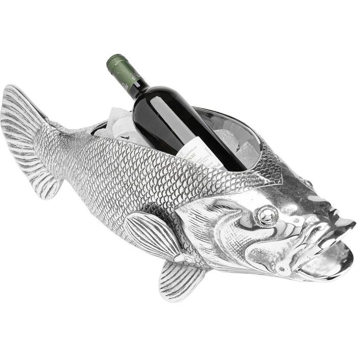 Ведро для охлаждения вина Pesce серебряного цвета - купить Прочее по цене 64610.0