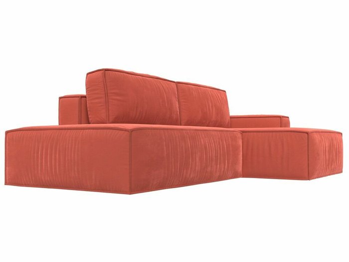 Угловой диван-кровать Прага модерн кораллового цвета правый угол - лучшие Угловые диваны в INMYROOM
