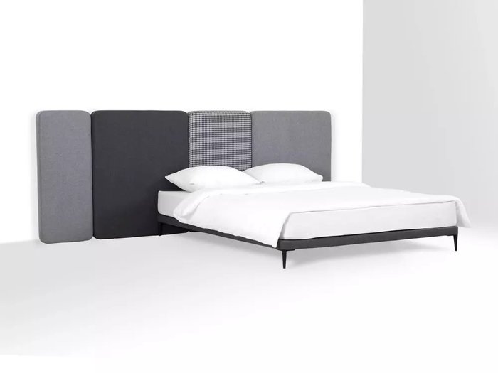 Кровать Licata 160х200 композиция 3 серого цвета - купить Кровати для спальни по цене 84870.0