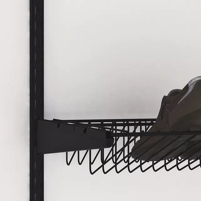 Полка двуxуровневая для обуви 60x41 черного цвета - купить Комплектующие для гардеробных систем по цене 1495 Полка двуxуровневая для обуви 60x41 черного цвета - купить Комплектующие для гардеробных систем по цене 1495