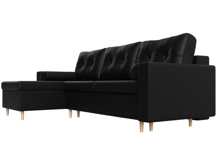 Угловой диван-кровать Белфаст черного цвета (экокожа) левый угол - лучшие Угловые диваны в INMYROOM