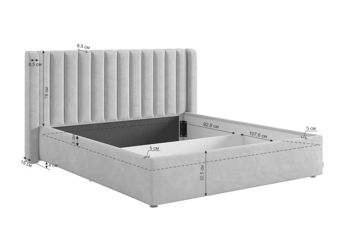 Кровать с подъемным механизмом Ева 160х200 светло-серого цвета - лучшие Кровати для спальни в INMYROOM