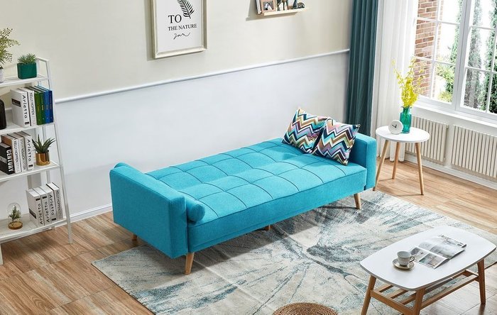 Диван-кровать Scandinavia лазурного цвета - купить Прямые диваны по цене 40321.0