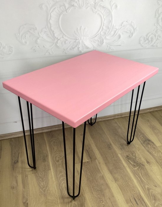 Стол обеденный Loft 120х80 с деревянной столешницей розового цвета - купить Обеденные столы по цене 18331.0