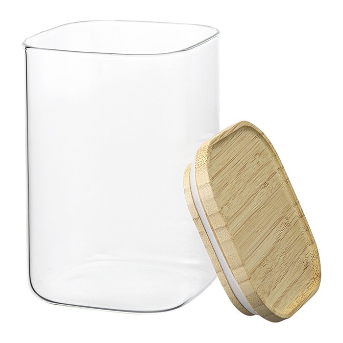 Банка для хранения квадратная Glass Bamboo 1.1 л - лучшие Емкости для хранения в INMYROOM