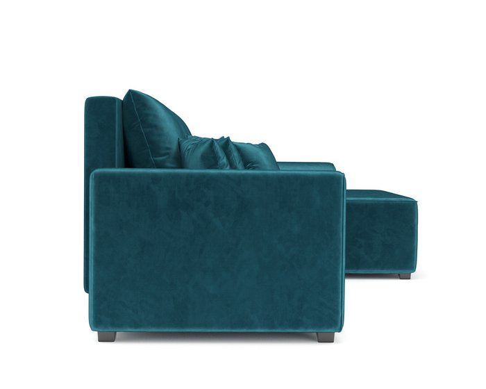 Угловой диван-кровать Каскад бархат сине-зеленого цвета правый угол - лучшие Угловые диваны в INMYROOM