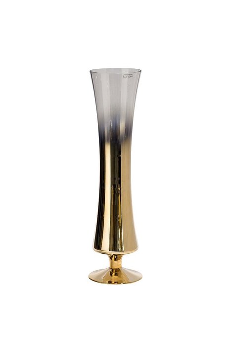 Стеклянная прозрачная ваза с розовым золотом