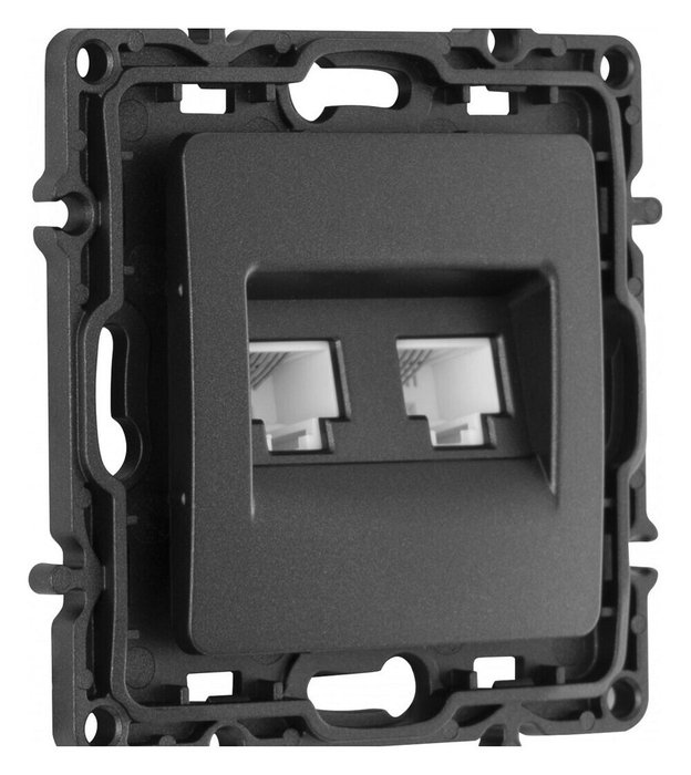 Розетка двойная RJ-11 и Ethernet RJ-45, без рамки 217.44-1.black - лучшие Розетки в INMYROOM