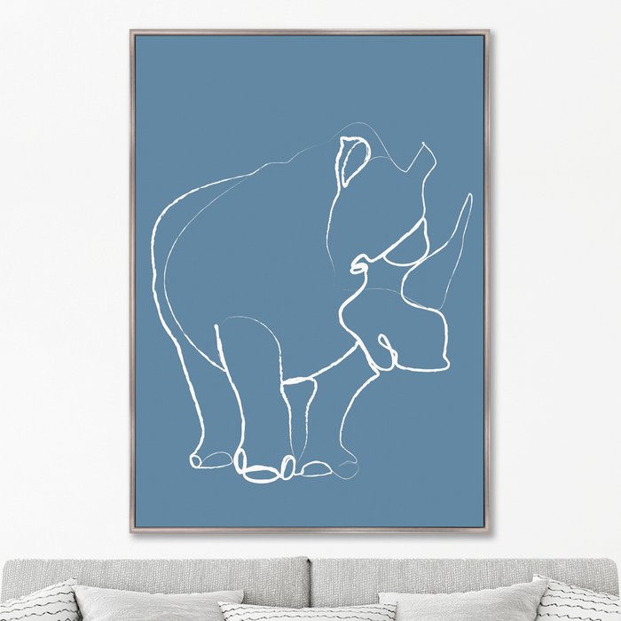 Репродукция картины на холсте Rhino on blue