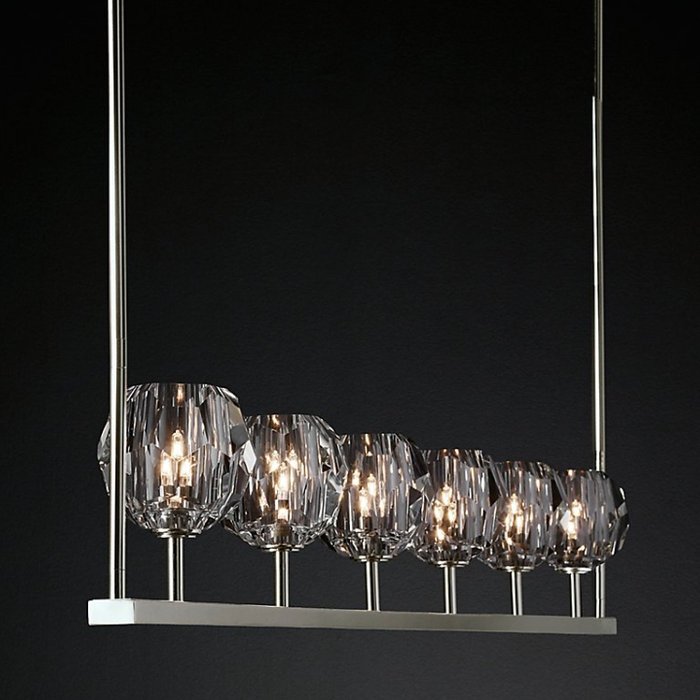 Люстра RH Boule De Cristal Linear Chandelier 6 Bronze - купить Подвесные люстры по цене 87490.0