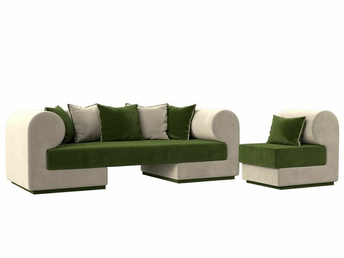 Набор мягкой мебели Кипр 2 зелено-бежевого цвета