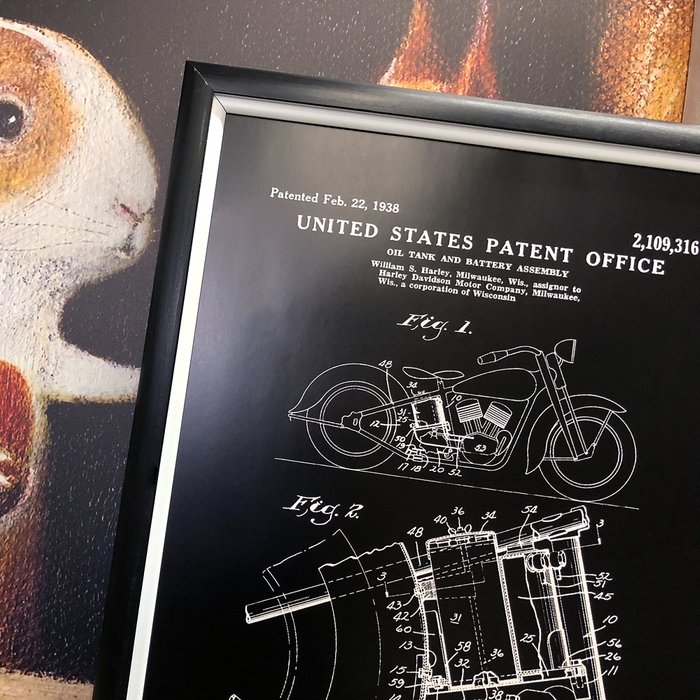 Арт-постер Патент Harley-Davidson на мотоцикл 1938 - купить Принты по цене 3100.0