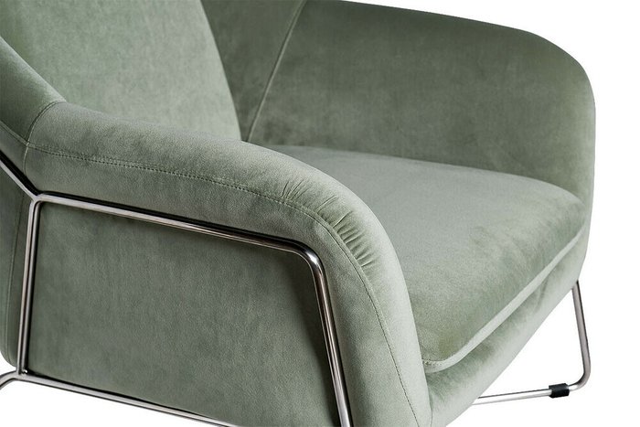 Кресло велюр светло-оливкового цвета на металлическом каркасе - лучшие Интерьерные кресла в INMYROOM