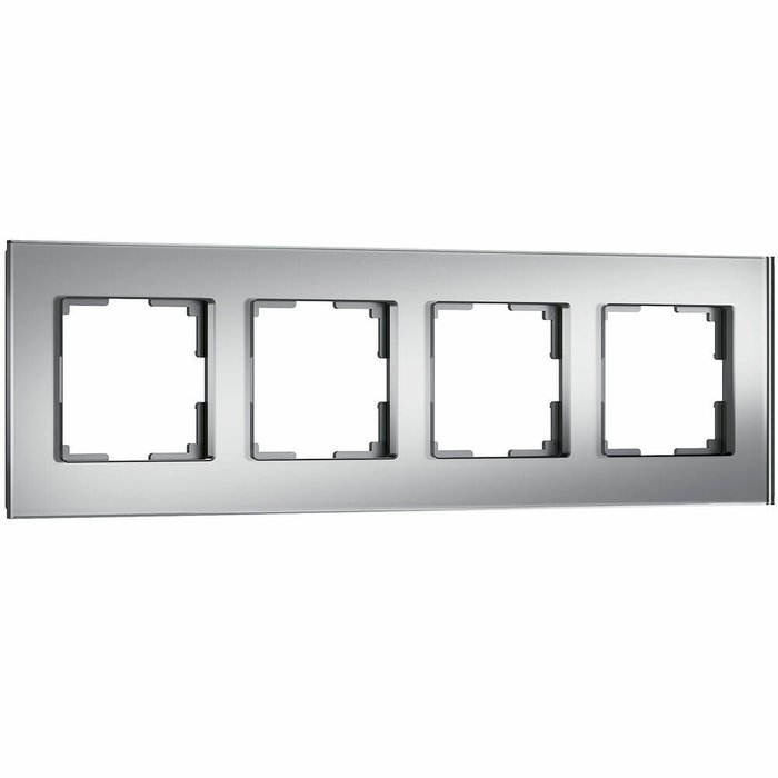 Рамка из стекла на 4 поста Senso серебряный soft-touch W0043106 Рамка из стекла на 4 поста Senso серебряный soft-touch W0043106