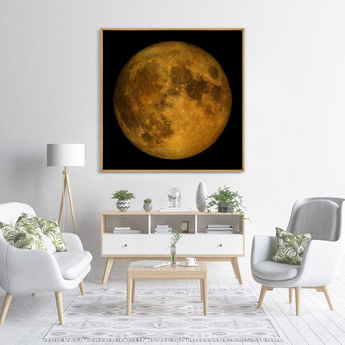 Репродукция картины на холсте Full lunar view, on a black 105х105 - лучшие Картины в INMYROOM