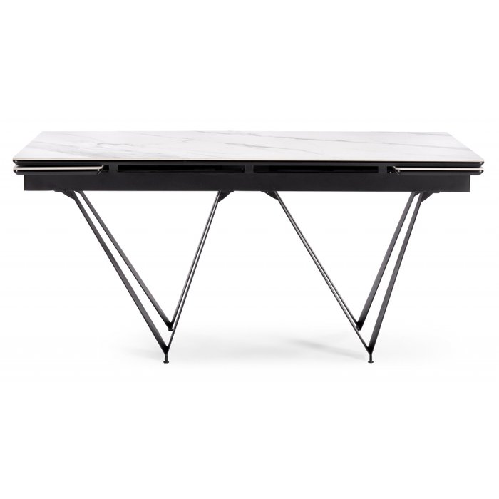 Раздвижной обеденный стол Марвин бело-черного цвета - купить Обеденные столы по цене 66350.0