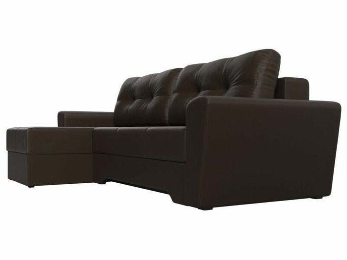 Угловой диван-кровать Амстердам коричневого цвета (экокожа) левый угол - лучшие Угловые диваны в INMYROOM