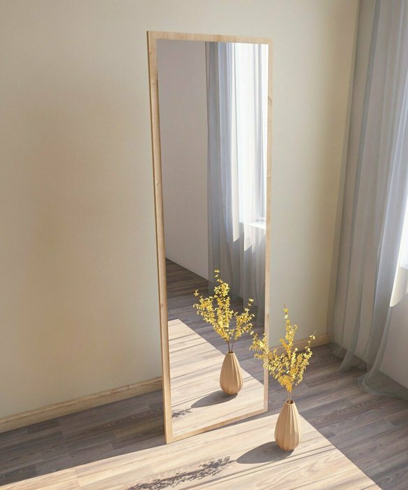 Настенное зеркало Decor 50х160 в раме бежевого цвета - купить Настенные зеркала по цене 34297.0