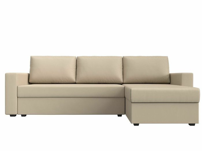 Угловой диван-кровать Траумберг Лайт бежевого цвета правый угол (экокожа) - купить Угловые диваны по цене 25999.0