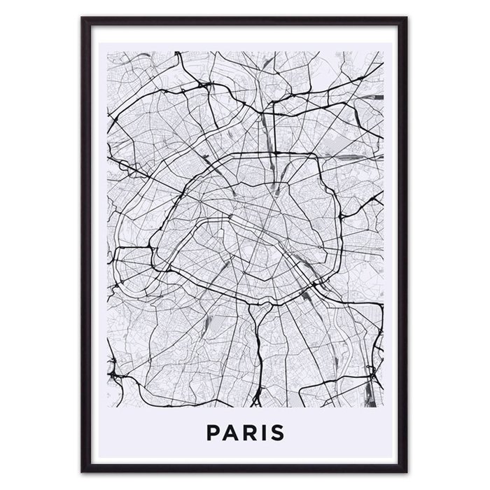 Постер в рамке Карта Париж 21х30 см