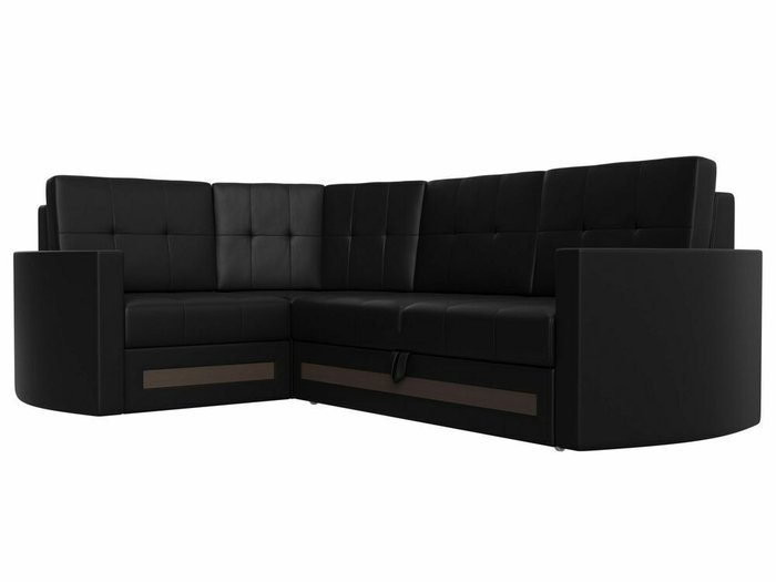Угловой диван-кровать Белла черного цвета (экокожа) левый угол - лучшие Угловые диваны в INMYROOM