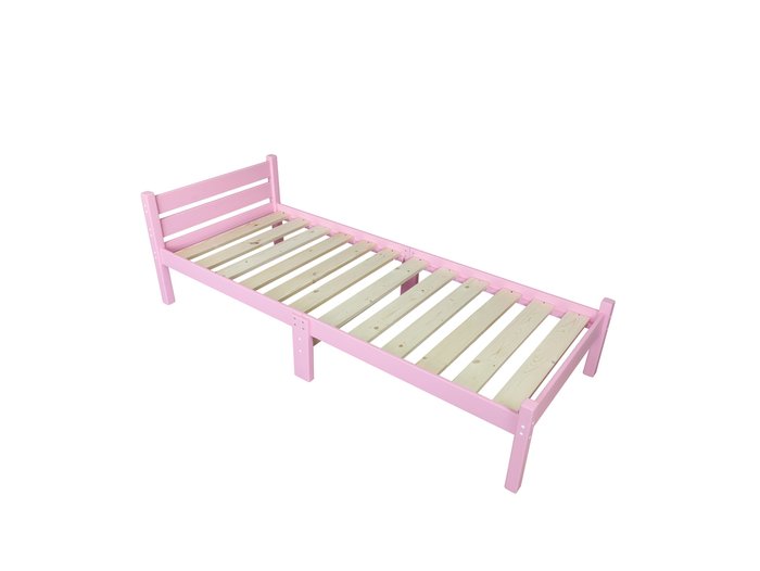 Кровать односпальная Классика Компакт сосновая 90х200 розового цвета