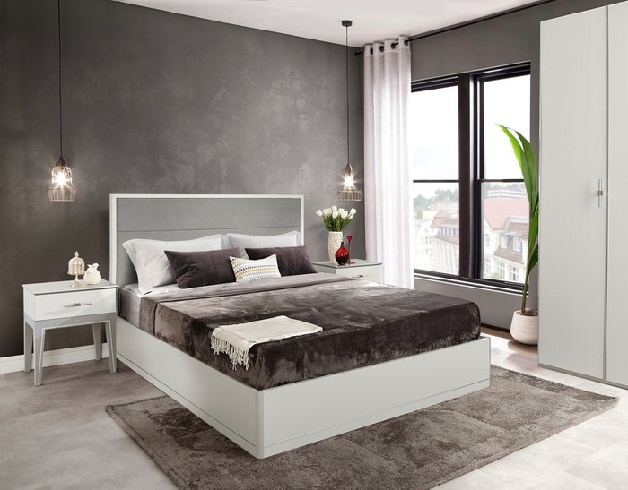 Кровать с подъемным механизмом Palmari 160х200 серого цвета - купить Кровати для спальни по цене 82947.0
