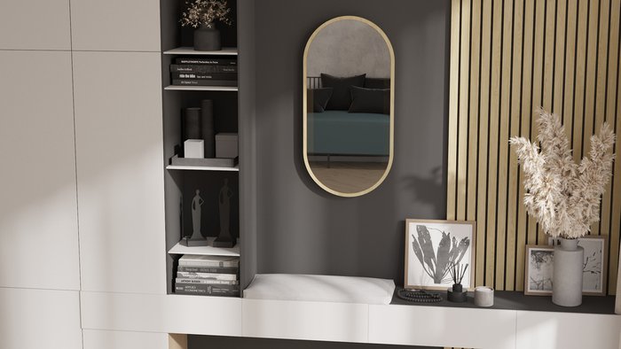 Настенное зеркало Норд 45х90 бежевого цвета - лучшие Настенные зеркала в INMYROOM