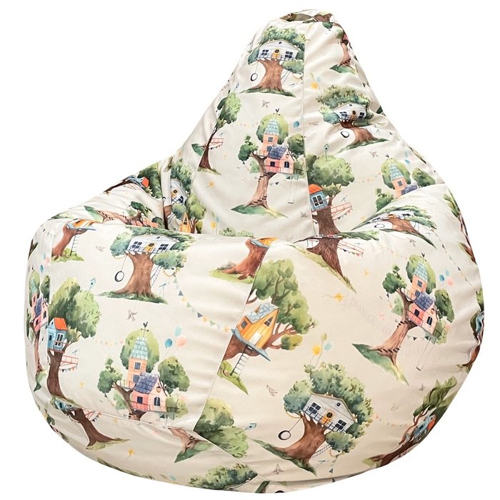 Кресло-мешок Груша L Домик на дереве в обивке из велюра