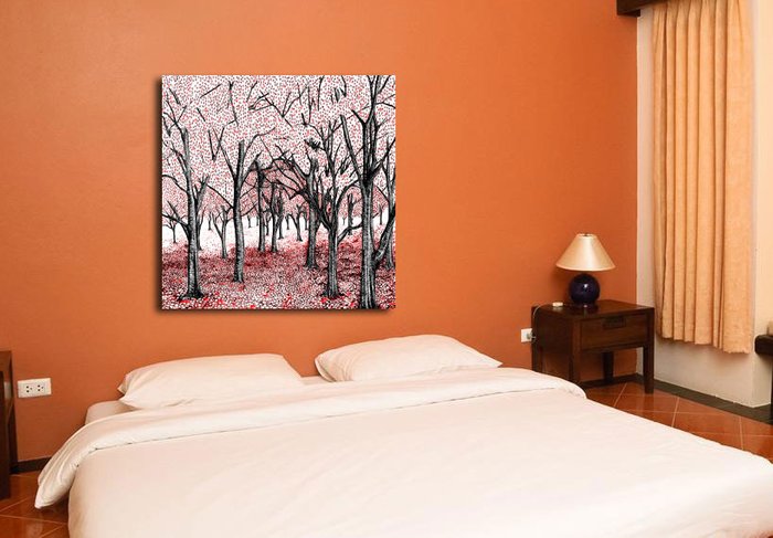 Декоративная картина на холсте: Красный лес - купить Картины по цене 2690.0