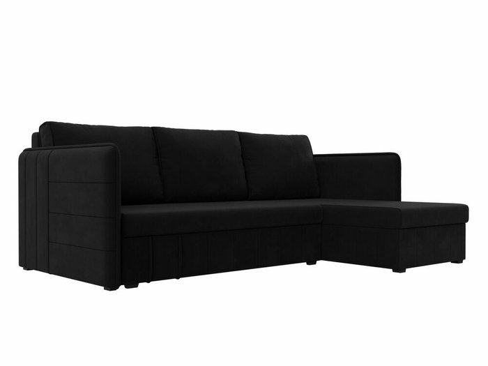 Угловой диван-кровать Слим черного цвета правый угол
