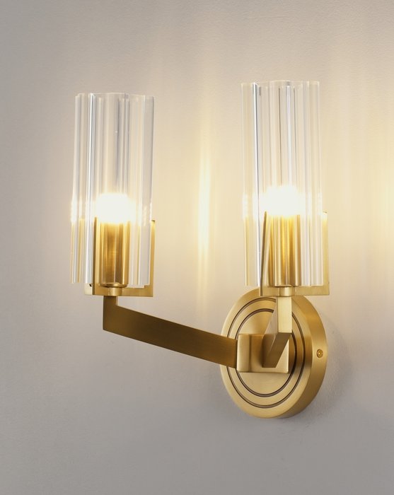 Светильник настенный Brass V11073-2W прозрачно-золотого цвета - купить Бра и настенные светильники по цене 13990.0