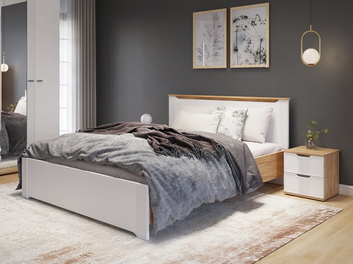 Кровать с основанием Эмилия 160х200 белого цвета - лучшие Кровати для спальни в INMYROOM