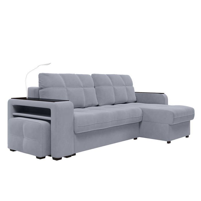 Угловой диван-кровать с пуфом Киль серого цвета - лучшие Угловые диваны в INMYROOM