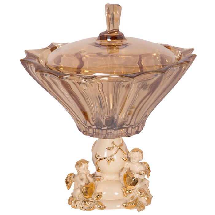 Фруктовница Мерси кремово-золотого цвета со стеклянной чашей Голд 