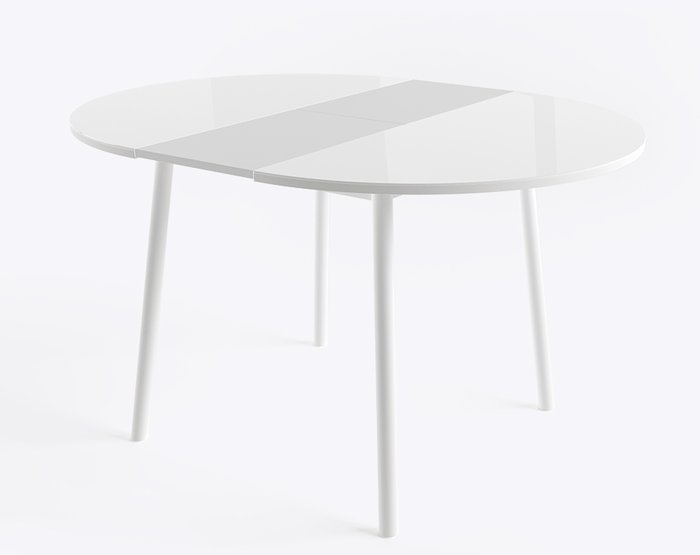 Раздвижной обеденный стол Раунд белого цвета  - купить Обеденные столы по цене 14990.0