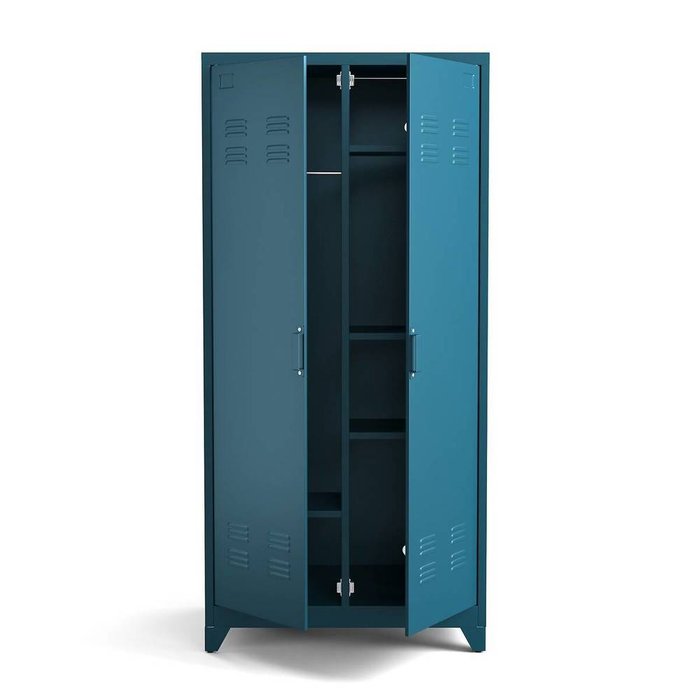 Шкаф дверками из металла Hiba синего цвета - лучшие Платяные шкафы в INMYROOM