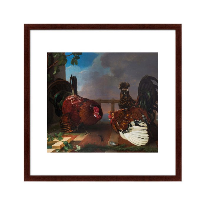 Репродукция картины Deux coqs se battant pour une poule huppe 1799 г. - купить Картины по цене 11999.0
