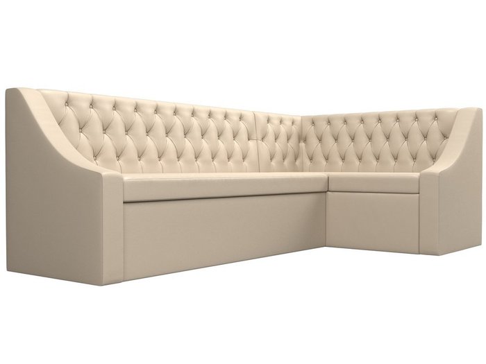 Кухонный угловой диван-кровать Мерлин бежевого цвета (экокожа) правый угол - лучшие Угловые диваны в INMYROOM