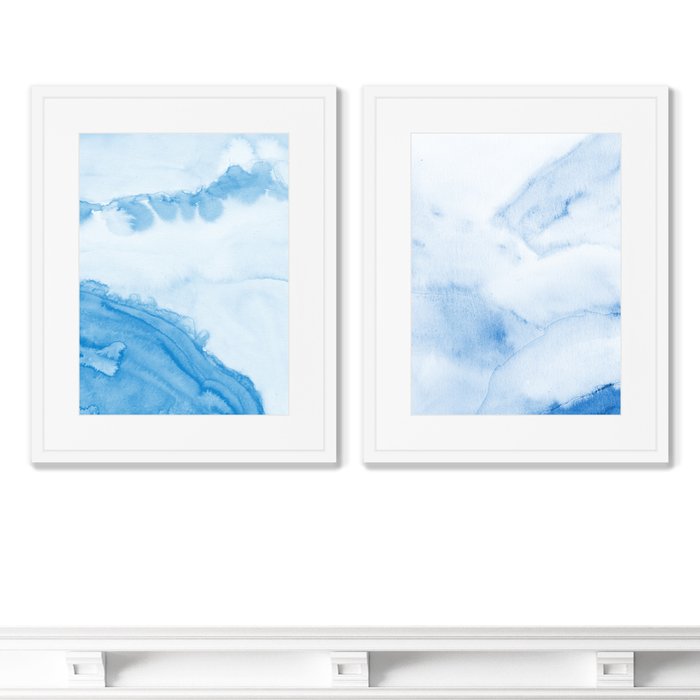 Набор из 2-х репродукций картин в раме Mountain peaks in the snow