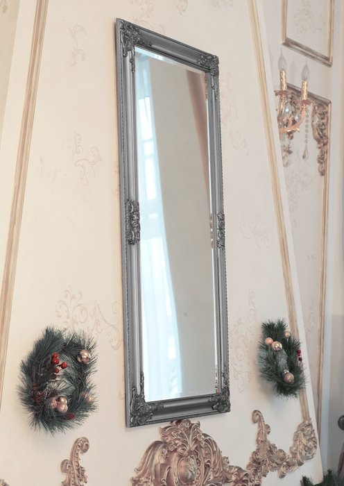 Настенное зеркало Antique в раме серебряного цвета - купить Настенные зеркала по цене 12500.0 Настенное зеркало Antique в раме серебряного цвета - купить Настенные зеркала по цене 12500.0