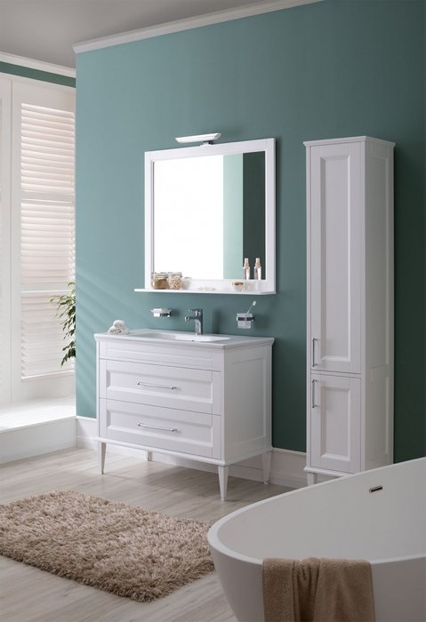 Шкаф-пенал Бостон белого цвета - лучшие Пеналы для ванной комнаты в INMYROOM