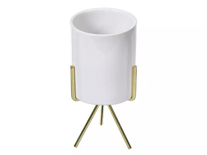 Кашпо Trivet L бело-золотого цвета