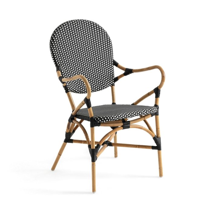 Кресло из стеблей ротанга Bistro черного цвета