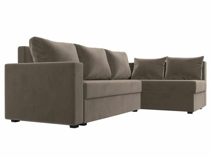 Угловой диван-кровать Мансберг коричневого цвета правый угол - лучшие Угловые диваны в INMYROOM