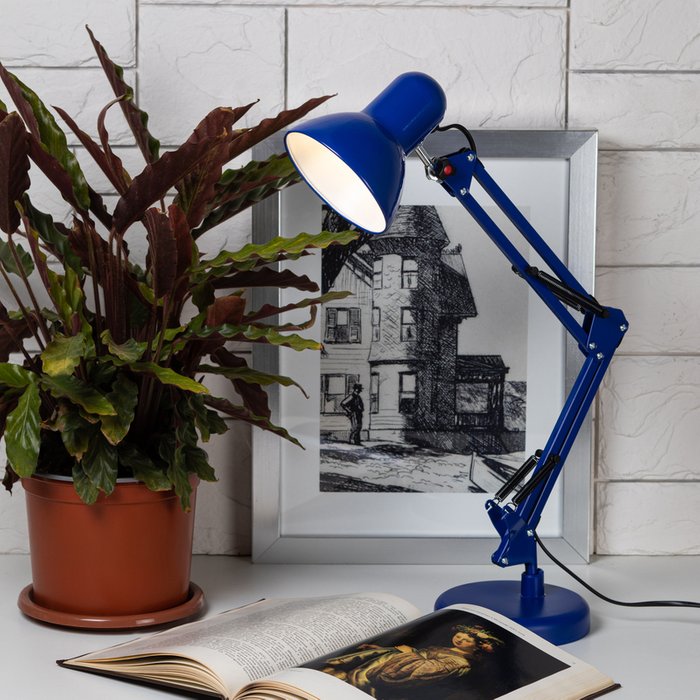 Настольная лампа N-214 Б0052763 (металл, цвет синий) - купить Рабочие лампы по цене 1426.0
